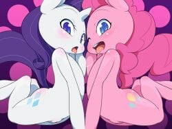 2015 anthro breasts dated duo earth_pony equine female female/female friendship_is_magic horse mustang-blaze my_little_pony pink_body pink_hair pink_skin pinkie_pie_(mlp) pony purple_hair pussy rarity_(mlp) tongue tongue_out unicorn white_body white_skin yuri