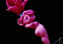 3d 3d_(artwork) female_focus female_only humanoid knotzdoodles nude nude_female pink_body pink_hair pink_skin poppy_(trolls) small_breasts stretching thick thick_thighs troll trolls_(film)