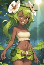 1girls ai_generated amalia female female_only leaf_clothing leatheread princess_amalia_sheran_sharm solo wakfu yellow_eyes