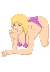 1girls all_fours alpha_channel bikini blonde_hair blue_eyes eyebrow_piercing female female_only for_sticker_use fully_clothed gwen_stacy gwen_stacy_(spider-verse) looking_at_viewer marvel marvel_comics pervyangel png revealing_clothes solo solo_female spider-gwen spider-man:_into_the_spider-verse spider-man_(series) sticker_template superheroine swimsuit transparent_background transparent_png wink