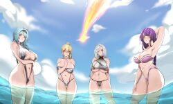 bikini dovinder eula_(genshin_impact) genshin_impact huge_breasts jean_gunnhildr raiden_shogun shenhe_(genshin_impact)