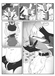 2021 absurd_res anthro anthro_on_anthro anthro_penetrated anthro_penetrating anthro_penetrating_anthro blush brand_new_animal bulge canid canine canis clothed clothing collar comic deepthroat duo english_text erection erection_under_clothing fellatio futa futa_on_male futanari gynomorph gynomorph/male gynomorph_penetrating gynomorph_penetrating_male hand_on_head hi_res hyaenid intersex intersex/male intersex_penetrating intersex_penetrating_male kakhao male male_penetrated mammal michiru_kagemori oral penetration penile sex shirou_ogami spotted_hyena studio_trigger text wolf