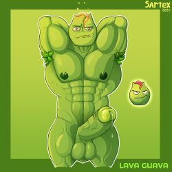 ³2024 abs absurd_res anthro balls big_penis bodily_fluids cum electronic_arts elemental_creature elemental_humanoid erection flora_fauna genital_fluids genitals green_body hands_behind_head hi_res humanoid lava lava_guava_(pvz) male muscular muscular_anthro muscular_male nipples pecs penis plant plant_humanoid plants_vs._zombies plants_vs_zombies popcap_games precum reference_image sartex signature simple_background smile solo upper_teeth vein veiny_penis