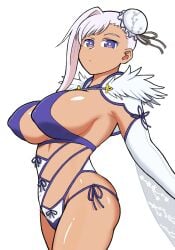 1girls alternate_costume bikini fate/grand_order fate_(series) miyamoto_musashi_(fate) miyamoto_musashi_(swimsuit_berserker)_(third_ascension)_(fate) official_alternate_costume white_hair