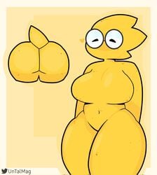 1girls 2d alphys anthro anthro_female anthro_only anthrofied artist_name ass bare_shoulders belly belly_button big_ass big_breasts big_butt breasts butt closed_eyes completely_nude completely_nude_female dinosaur eyes_closed featureless_breasts featureless_crotch female female_only freckles glasses glasses_only hands_behind_back heart hips hourglass_figure huge_ass huge_breasts huge_butt humanoid large_ass large_breasts large_butt lizard lizard_girl lizard_humanoid magthender mouthless navel no_mouth no_nipples no_pussy nude nude_female reptile reptile_humanoid short_tail simple_background solo solo_female standing tail text thick thick_ass thick_thighs thighs undertale undertale_(series) watermark yellow_background yellow_body yellow_skin