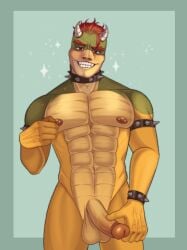 anthro balls bara big_balls big_breasts big_penis bowser breasts cock dick furry gay green_body horns hunk jock male male_only mario_(series) muscles muscular muscular_male nipples penis pierced_nipples piercing red_eyes red_hair thorns yaoi yellow_body