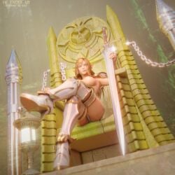 3d armor big_breasts blonde_hair breasts elf elf_ears elf_female elf_girl elf_swordmaster female high_heel_boots high_heels large_ass metal_armor panties revealing_armor ryanreos skimpy unconvincing_armor weapon