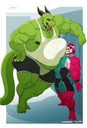 anthro bear big_penis dragon duo genitals hi_res huge_cock hyper hyper_genitalia hyper_penis male male/male mammal penis thewilldpink