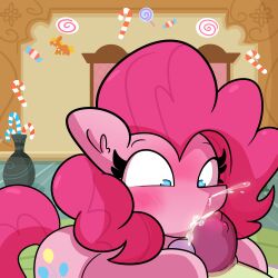 blue_eyes cum cum_in_mouth cum_inside cutie_mark dragon earth_pony equid equine fellatio female feral friendship_is_magic genitals hair hasbro horse interspecies male male/female mammal mane my_little_pony oral penis pink_hair pinkie_pie_(mlp) pony sex smile spike_(mlp) teeth tjpones