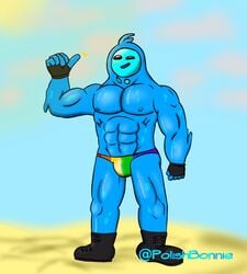 1boy 2021 abs big_muscles blue_body blue_nipples boots bulge clothed clothing epic_games fingerless_gloves fortnite gloves goo_creature goo_humanoid humanoid male male_only muscular muscular_humanoid muscular_male nipples pecs polishbonnie rippley slurp_(fortnite) solo speedo standing swimwear topless underwear video_games