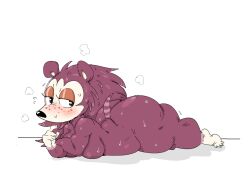 2023 animal_crossing ass black_eyes blush breasts brown_body brown_eyeshadow brown_fur female female_focus female_only freckles freckles_on_face furry hedgehog laying_down laying_on_stomach lying_on_stomach mhdrawin nintendo nipples sable_able thick_thighs thighs white_background