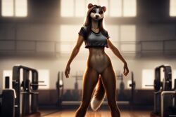 ai_generated bottomless_female female ferret gym naughty_ferrets school topwear