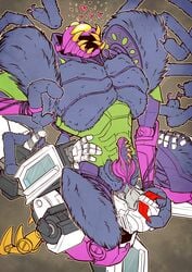 alien_genitalia arachnid beast_wars cunnilingus cuntboy cuntboy_sans_balls facesitting fangs green_eyes hand_on_head hand_on_waist heart herm hermaphrodite intersex male maleherm multi_genitalia oral penis pleasure_face prowl_(transformers) pussy robot tarantulas transformers