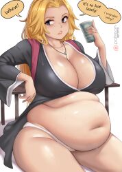 bbw belly_overhang big_belly big_breasts big_female bleach blush chubby chubby_female embarrassed fat fat_ass fat_female fat_fetish fat_girl fat_rolls fat_woman fatty kipteitei large_female matsumoto_rangiku obese obese_female overweight overweight_female panties plump pork_chop speech_bubble thick_thighs tubby weight_gain white_panties