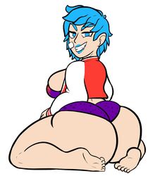 1girls astroarts astroautism bandage_on_face barefoot big_ass big_breasts big_butt big_hips big_legs big_thighs blue_eyebrows blue_eyes blue_hair blue_lips bubble_ass bubble_butt busty character_request fat_ass fat_butt fat_thighs female female_only huge_ass huge_butt huge_hips huge_thighs jacket knockout_city large_ass large_butt large_hips large_thighs lip_piercing looking_at_viewer massive_ass massive_butt mouth_piercing natural_wedgie piercing purple_shirt purple_shorts short_shorts shorts sitting sitting_on_floor sitting_on_ground smile sol solo staring_at_viewer thick_ass thick_hips thick_legs thick_thighs wedgie wide_hips