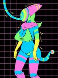 anthro body_modification bra deltarune droneification female huge_breasts large_ass panties porniky possession post_transformation transformation werewire