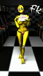 3d animated animatronic anthro big_breasts blue_eyes f-kn female five_nights_at_freddy's gif living_machine panties pink_panties robot_girl sfm source_filmmaker toy_chica_(fnaf) yellow_body yellow_nipples