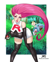 1girls 3boys artist_name big_breasts breasts busty hips human iacolare jacogram james_(pokemon) jessie_(pokemon) large_breasts legs light-skinned_female light_skin long_hair meowth pokemon pokemon_(species) short_hair team_rocket thick_lips thick_thighs thighs voluptuous wide_hips wobbuffet