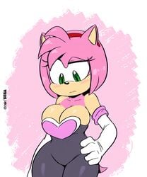 1girls 8k absurd_res alternate_breast_size amy_rose amy_the_bat big_breasts black_nose blush breasts cleavage confused cosplay curvaceous curvy curvy_female curvy_figure eyelashes gloves green_eyes hairband hand_on_hip headband heart highres hips huge_breasts joaoppereiraus large_breasts latex logo looking_down original overflowing_breasts pink_fur pink_hair pink_skin rouge_the_bat_(cosplay) sega sega_logo short_hair simple_background skin_tight solo solo_female solo_focus sonic_(series) sonic_the_hedgehog_(series) tail tan_fur tan_skin thick_thighs thighs two_tone_body two_tone_fur upscaled voluptuous watermark wide_hips