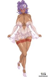 1girls big_breasts big_thighs breasts busty cumdis dark-skinned_female dark_skin female heels high_heels huge_breasts huge_thighs large_breasts large_thighs purple_hair red_eyes succubus suckshna_(cumdis) thick_thighs thighs