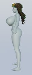 3d breasts brown_hair female grey_skin hi-rez_studios inara_(paladins) model paladins