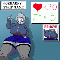 big_breasts breasts female female_only fnf fnf_mods friday_night_funkin friday_night_funkin_mod gray_hair grey_skin mdraw23 mid_fight_masses oc original_character pozharny_(mdraw23) russian_girl strip_game stripgame