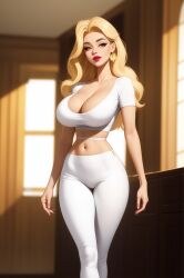 1girls ai_generated blonde_hair cleavage curvaceous curvy curvy_body curvy_female curvy_figure earrings female female_only hourglass_figure inner_sideboob kelly_(tdi) light-skinned_female light_skin milf mrseyker nipples pixai solo solo_female the_ridonculous_race total_drama_(series) total_drama_island voluptuous voluptuous_female white_clothing