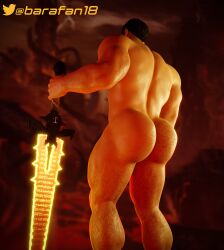 1boy ass bara barafan18 barazoku big_ass big_butt bubble_ass doom doom_slayer_(doom) male male_focus male_only muscular muscular_male solo solo_focus solo_male