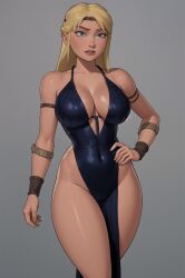 1girls ai_generated astrid_hofferson black_dress blonde_hair blue_eyes cleavage curvaceous curvy curvy_body curvy_female curvy_figure dreamworks female female_only hourglass_figure how_to_train_your_dragon inner_sideboob light-skinned_female light_skin mrseyker pixai solo solo_female voluptuous voluptuous_female