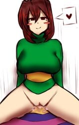 1boy 1girls big_breasts blush breasts chara charisk cowgirl_position cum cum_in_pussy cum_inside female female_on_top frisk girl_on_top male riding riding_penis sex straddle straddling tagme thighs undertale yazu_(artist) yazuel_aliel