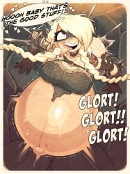 ahe_gao alloyan armor blonde_hair cum cum_in_pussy cum_inside cumflated_belly cumflation dialogue face_paint female hair_over_one_eye hyper hyper_cumflation inflation jack_cayless large_breasts magic onomatopoeia pale-skinned_female possible_impregnation ready_to_pop speech_bubble stuck stuck_in_object stuck_in_wall tears_of_pleasure through_wall tongue_out twin_braids unseen_character vaginal_penetration