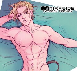 abs bishonen diamond_is_unbreakable jojo's_bizarre_adventure male_focus male_only man_tits miracide muscles muscular muscular_male no_genitals no_sex offscreen_male partial_nudity pecs pectorals shirtless twunk yoshikage_kira