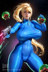 ai_generated big_breasts breasts cleavage female female_only large_breasts metroid nintendo samus_aran thick_thighs wide_hips zargos