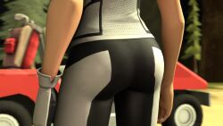 3d ass ass_focus back_view female fortnite gloves outside par_patroller_(fortnite) rear_view single_glove solo standing tagme tight_clothes