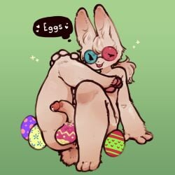 balls beige_fur bunny_girl cute easter easter_bunny femboy furry glasses jin_(tzuvdrawings) large_penis paws rabbit testicles tzuvdrawings