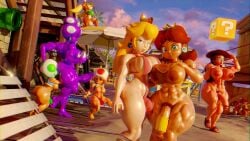 3d 3d_(artwork) 6+girls 9girls ?_block abs beach biceps big_breasts big_penis big_thighs bikini black_hair blonde_hair breasts brown_hair diag34k dixie_kong donkey_kong_(series) futa_only futanari green_hair lowkeydiag mario_(series) mario_and_luigi_(series) micro_bikini monkey_girl monkey_tail muscular muscular_arms muscular_female muscular_futanari muscular_thighs mushroom mushroom_girl mushroom_humanoid mushroom_on_head nintendo outdoors paper_mario pauline pauline_(mario) penis princess_daisy princess_peach princess_shroob pubic_hair purple_skin shiny_skin size_difference super_mario_bros. thick thick_hips thick_thighs thighs thong tiny_kong toad_(mario) traveling_sisters_3 warp_pipe wide_hips