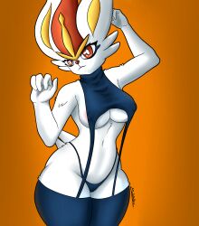 big_breasts blue_outfit bunny bunny_tail cinderace digital_art furry generation_8_pokemon nintendo pokémon_(species) pokemon pokemon_(species) pokephilia sfw socks the_shadowbhor thighs_large virgin_destroyer_sweater white_skin