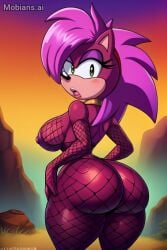 ai_generated ass breasts fishnet_stockings fishnets magenta_fur pink_hair seductive sonia_the_hedgehog sonic_(series) sonic_the_hedgehog_(series) sonic_underground