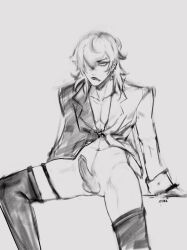 1boy androgynous gavis_bettel holostars holostars_english holostars_english_-tempus- male male_only nxxmxxi penis penis_out piercing sketch smeared_lipstick spread_legs virtual_youtuber