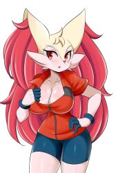 big_breasts braixen bray_(lucyfercomic) breasts female lucyfercomic pokémon_(species) pokemon pokemon_(species) thick_thighs white_background wide_hips