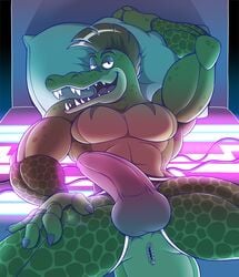 1boy 1male alligator alligatorid animatronic anthro anthro_only anthrofied anti_dev antlers anus anus_peek balls bara bara_tiddies bara_tits bed biceps big_balls big_muscles big_penis black_eyes boner claws crocodile crocodilian erection facepaint five_nights_at_freddy's five_nights_at_freddy's:_security_breach furniture gay genitals green_body green_skin half-closed_eyes humanoid humanoid_penis knot long_penis looking_at_viewer lying lying_down lying_on_back lying_on_bed machine male male_chest male_only mohawk mohawk_(hairstyle) montgomery_gator_(fnaf) muscle muscles muscular muscular_anthro muscular_male muscular_thighs naked neon no_nipples nude nude_male on_back on_bed open_mouth pecs pectorals penis pillow pink_penis pointy_teeth presenting presenting_anus presenting_penis red_hair reptile robot scalie sharp_teeth simple_background smile smiling solo solo_focus solo_male thick_penis tongue vein veins veiny veiny_penis video_games