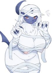 1girls 2021 absol anthro baburusushi big_breasts breasts cleavage female furry mummy_costume nintendo nipples pokémon_(species) pokemon pokemon_(species) red_eyes tagme thick_thighs wide_hips