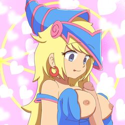 1girls areola areolae bangs big_breasts big_penis blonde_hair blue_eyes breasts breasts_out cosplay crossover dark_magician_girl dark_magician_girl_(cosplay) earrings female hoop_earrings large_breasts large_penis leni_loud long_hair nipples paizuri penis sly_(artist) sylvester_petrs the_loud_house tongue tongue_out yu-gi-oh!