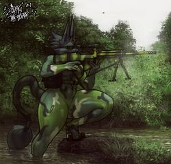 1girls anthro camouflage canid canine curvy_figure dubmare eyewear female female_only forest furry furry_only glasses hi_res high_heels jungle mammal military military_uniform rifle sligarthetiger sniper solo sunglasses tagme thick_thighs voluptuous weapon wide_hips