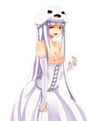 at2. breasts exposed_breasts ghast ghast_(at2.) minecraft mob_talker white_dress white_hair