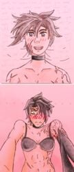 2girls age_difference black_bra blush blushing choker cinder_fall facial_scar fanfictionsrookie female_pov multiple_girls ruby_rose rwby scarred scarred_breasts scarred_face yuri