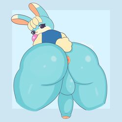 1boy absurd_res animal_crossing anthro anthrofied anus anus_peek ass balls better_version_at_source big_ass big_butt black_eyes bubble_ass bubble_butt butt clothed clothing cotton_tail cyan_body cyan_fur cyan_penis cyan_skin gay genitals go0pg half-closed_eyes hi_res jacket long_penis looking_at_viewer male male_only mammal nintendo orange_ears penis presenting presenting_anus presenting_ass presenting_balls presenting_butt presenting_penis sasha_(animal_crossing) solo solo_male sweat sweatdrop sweater sweating sweaty sweaty_ass sweaty_butt testicles two_tone_ears two_tone_fur two_tone_skin white_ears white_fur white_skin wide_hips yellow_hair yellow_tail