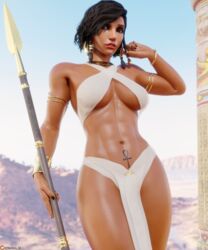 1girls 3d abs ancient_egypt big_breasts breasts dark-skinned_female egyptian female female_only fit fit_female gold_jewelry nemesis_3d overwatch overwatch_2 pharah shiny_skin tattoo thick_thighs thighs