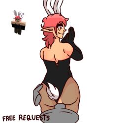 1boy anal anal_sex ass black_clothing bunny_ears bunny_tail bunnysuit femboy gloves leotard_aside male no_background red_eyes red_hair reference_image roblox roblox_avatar robloxian self_upload suado_boi tagme