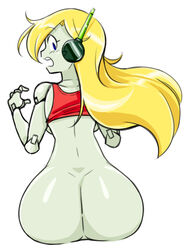 1girls ass ass_focus back bare_shoulders big_ass big_butt blonde_hair blue_eyes blush blushing bottomless breasts butt butt_focus cave_story curly_brace embarrassed eyebrows eyebrows_visible_through_hair eyelashes female female_only gynoid hair hips huge_ass huge_butt humanoid large_ass large_butt long_hair looking_back matsu-sensei no_background open_mouth robot robot_girl robot_humanoid simple_background sitting solo solo_female tagme teeth thick thick_ass thick_thighs thighs white_background white_body white_skin wide_hips